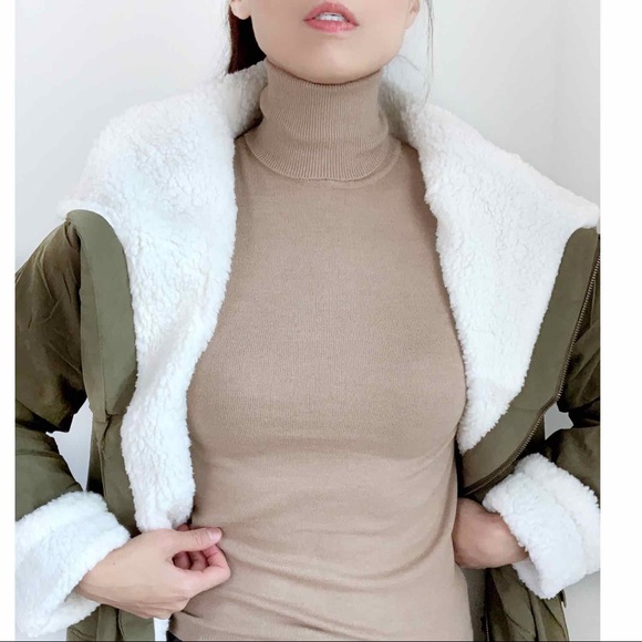 LYON HIGH NECK SOFT SLIM FIT TOP - KHAKI - Picture 12 of 12